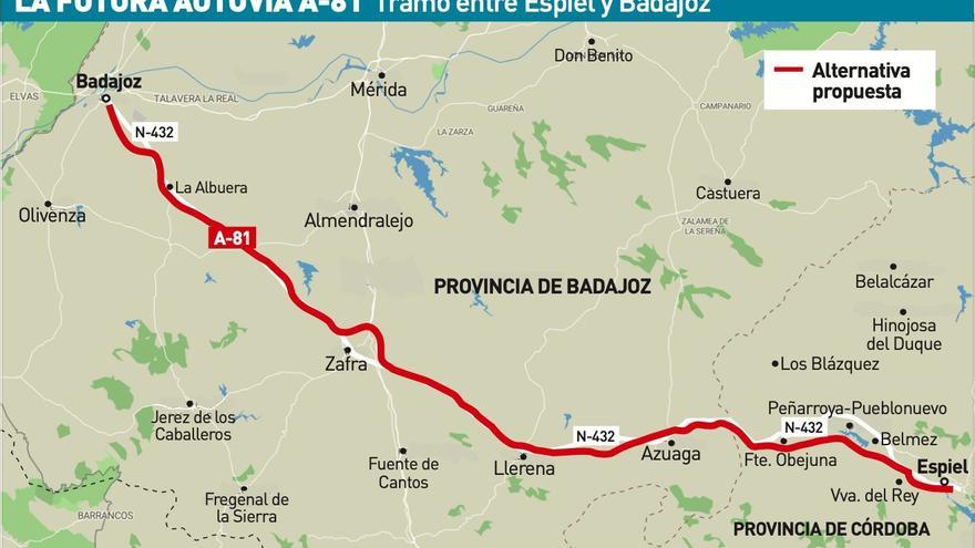 La futura autovía Badajoz-Espiel será carretera convencional en la primera fase