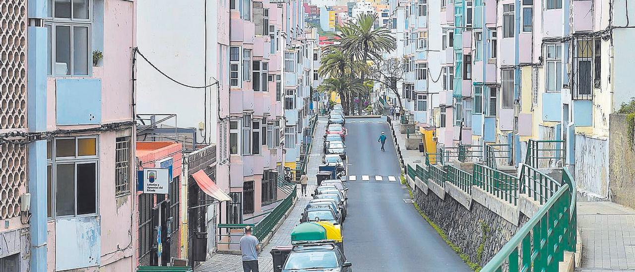 Panorámica de una calle del barrio de Las Rehoyas, en Las Palmas de Gran Canaria.