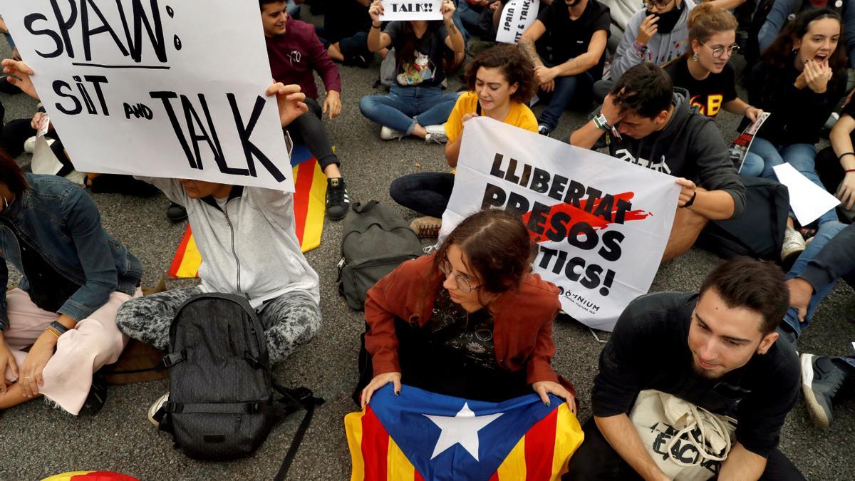 Una protesta convocada per Tsunami Democràtic, en una imatge d&#039;arxiu