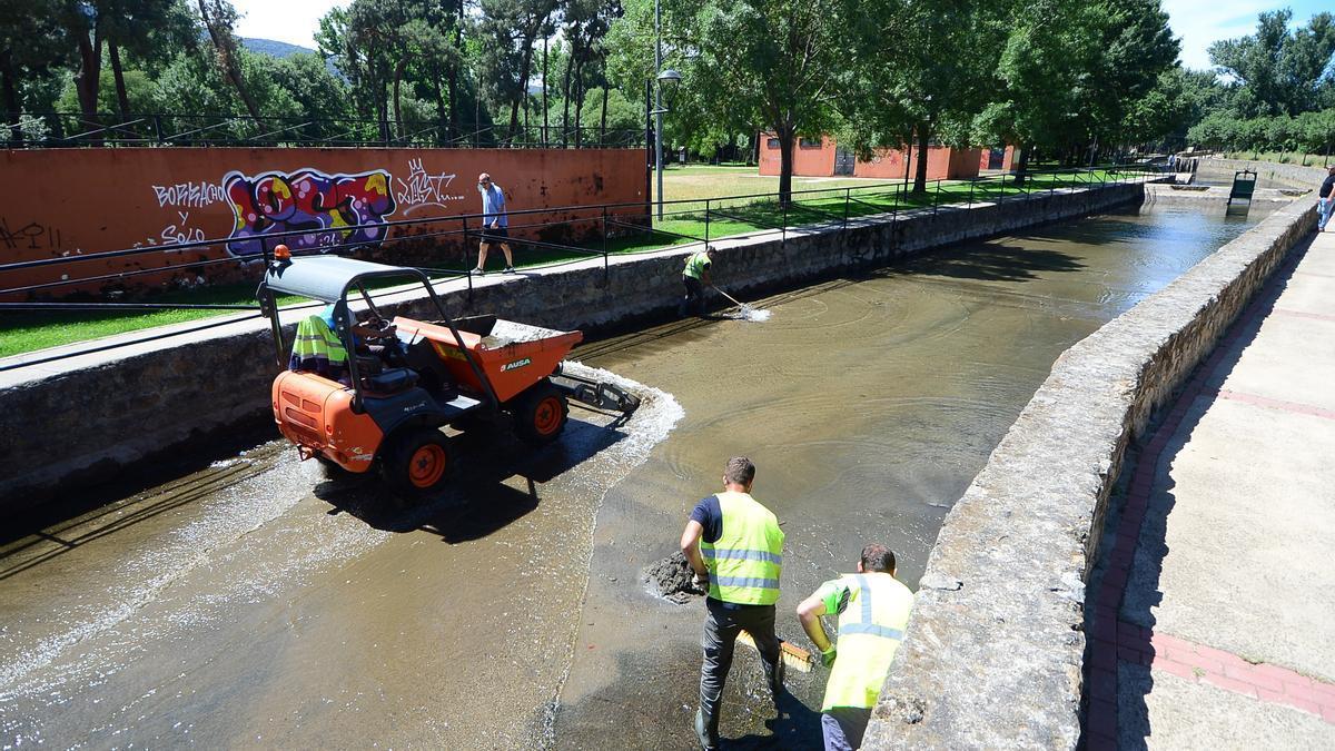 Limpieza del canal de La Isla, que de nuevo no optará a la bandera azul de Turismo.