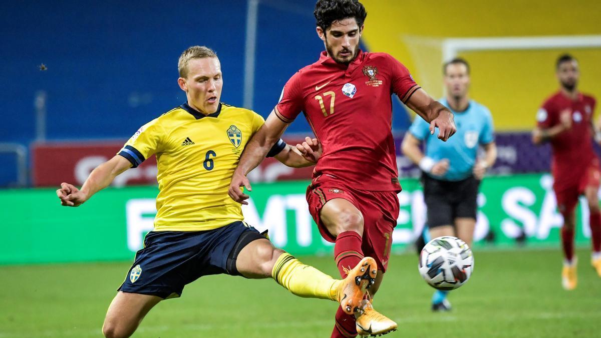 Gonçalo Guedes, en el choque ante Suecia.