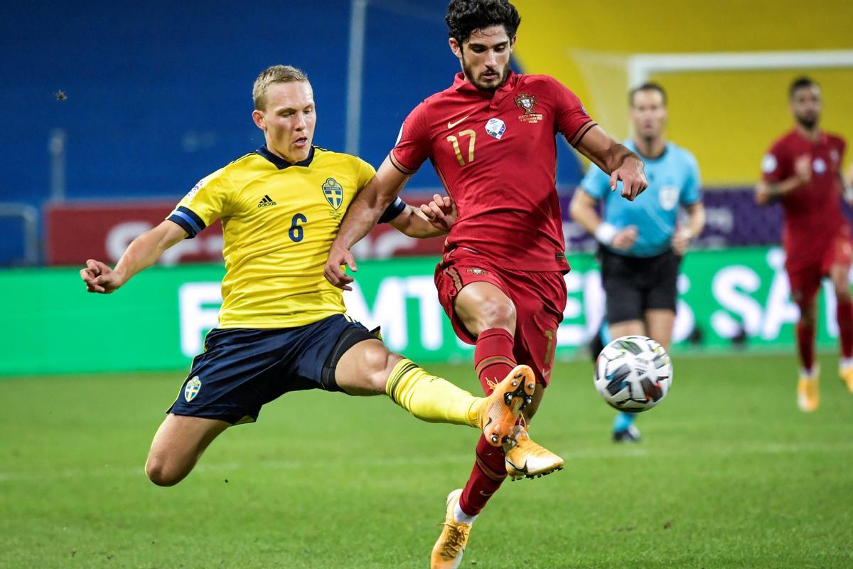 Gonçalo Guedes, en el choque ante Suecia.