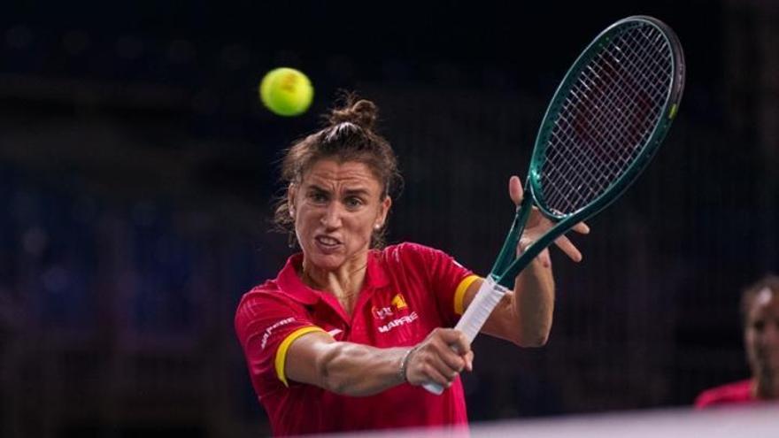 Sara Sorribes durante una de las sesiones preparatorias realizadas con la selección en tierras malagueñas.