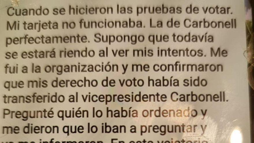 Mensaje de Senz de Breto enviado a un miembro de la Junta directiva tras la votación de la ITF.