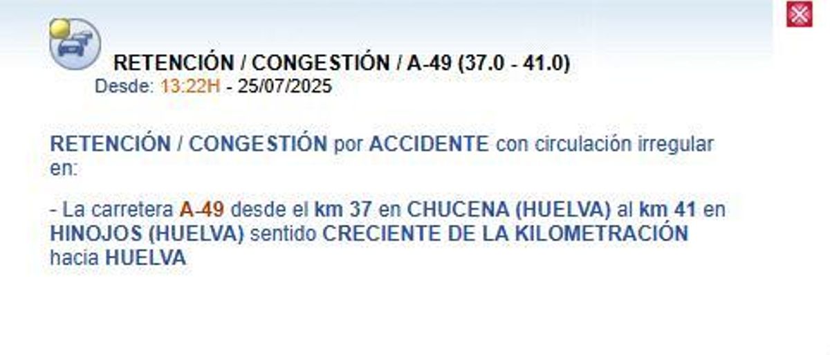 Retención por accidente en Chucena