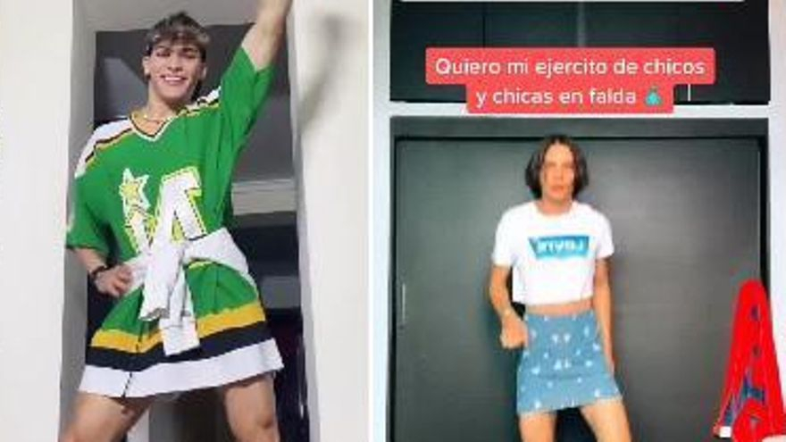 Capturas de Tik Tok del movimiento a favor de los chicos con falda y la ropa sin género. | // FDV