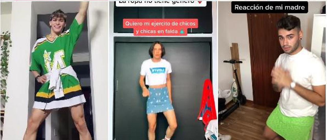 Capturas de Tik Tok del movimiento a favor de los chicos con falda y la ropa sin género. |   // FDV