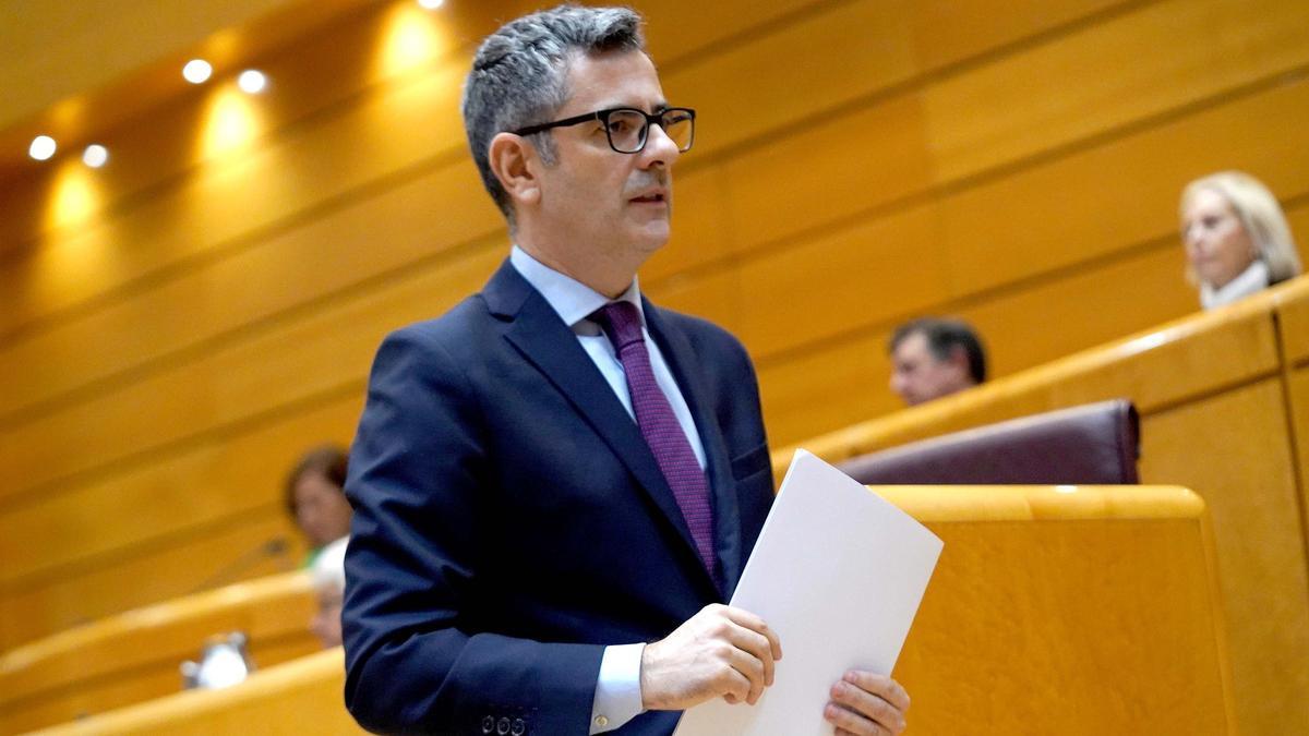 Felix Bolaños   durante el Pleno del Congreso  de Reforma del artículo 49 de la Constitución Española.