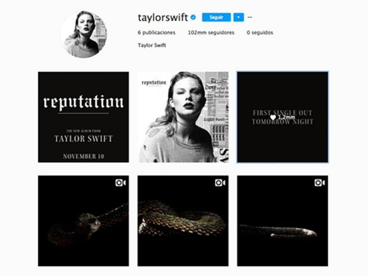 Portada actual del Instagram de Taylor Swift