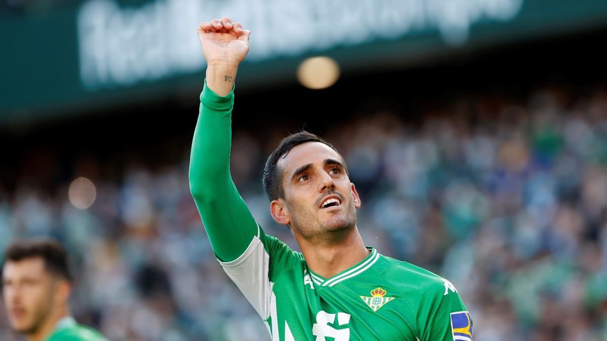 Juanmi celebra uno de sus goles ante el Levante