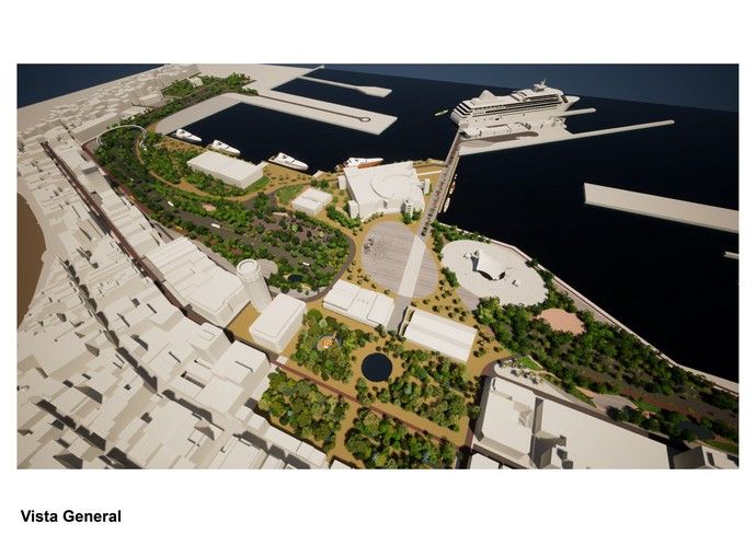 Presentación del gran parque con zonas verdes y de ocio entre Santa Catalina y el muelle de Sanapú