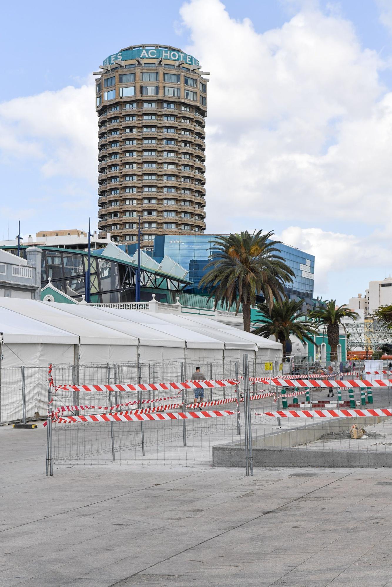 Montaje del escenario del Carnaval de Las Palmas de Gran Canaria 2023