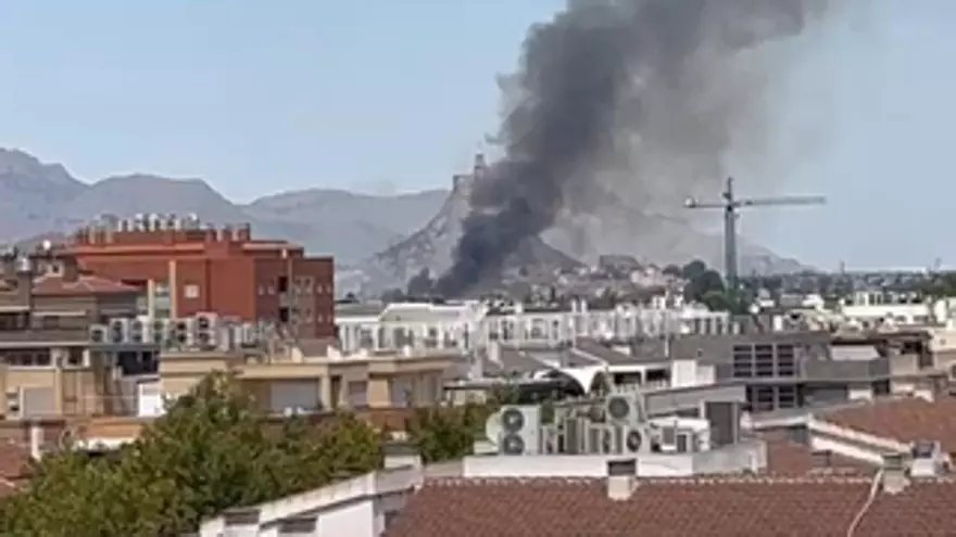Un incendio de cañas, huertos y maleza en Murcia moviliza a una veintena de bomberos y al helicóptero