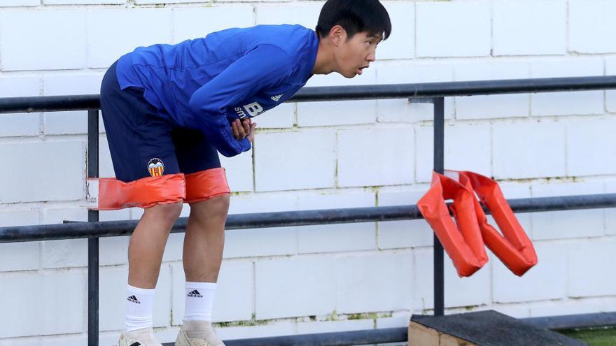 Kang In Lee, en el entrenamiento de hoy.