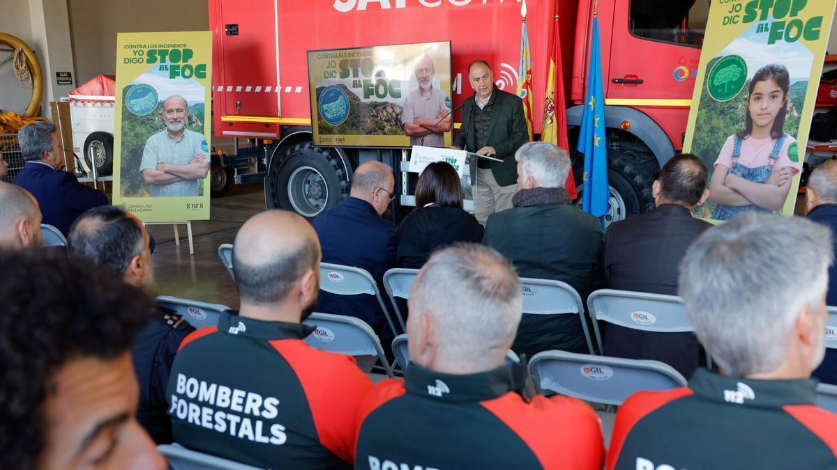 El conseller Juan Carlos Valderrama, durante la presentación de la campaña de prevención de incendios, el pasado mes de marzo.