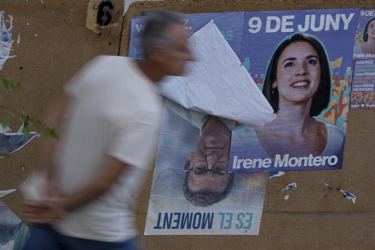 Cartel de Podemos para las elecciones europeas, con la imagen de Irene Montero.