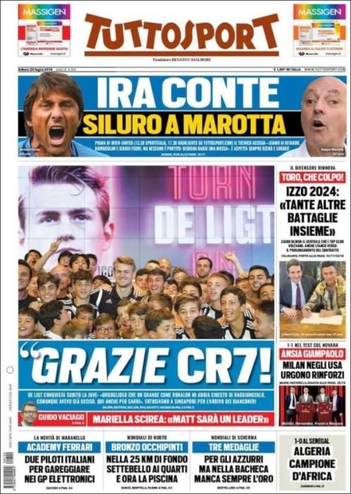 Portada TUTTOSPORT sábado 20 julio 2019