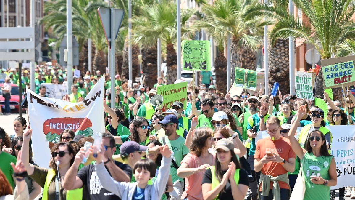 Una imagen de las protestas desarrolladas por los profesores en Castelló.