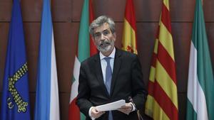 El presidente del Consejo General del Poder Judicial (CGPJ) y del Tribunal Supremo, Carlos Lesmes, el 25 de septiembre, en el acto de entrega de despachos a la nueva promoción de jueces, en Barcelona.