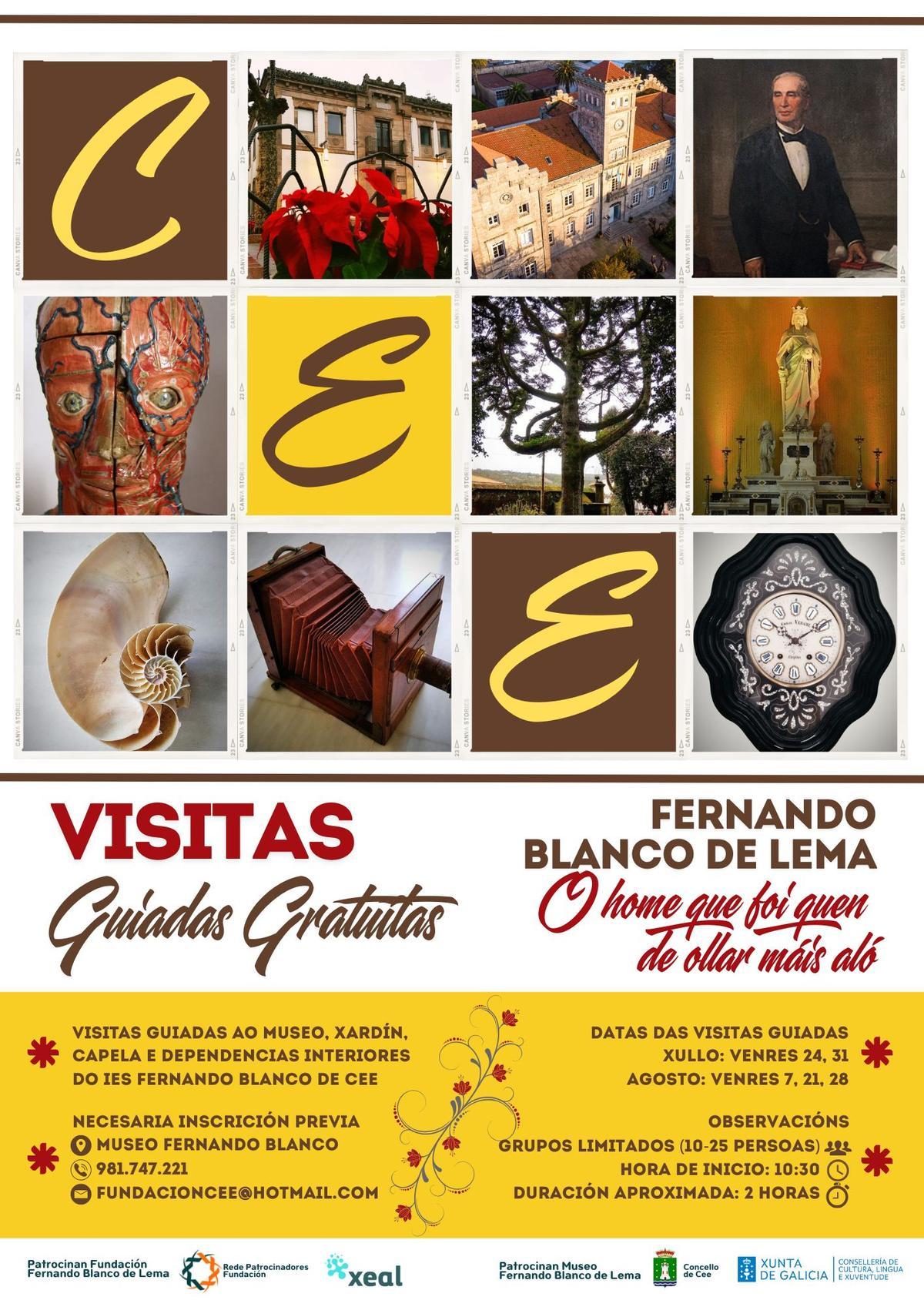 Cartel promocional das visitas guiadas da Fundación Fernando Blanco.