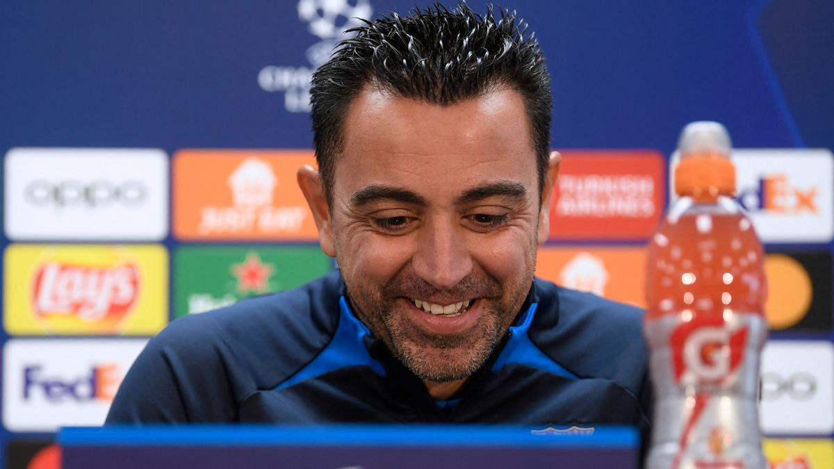 Xavi, en la conferencia de prensa previa al Barça-Inter del Camp Nou.