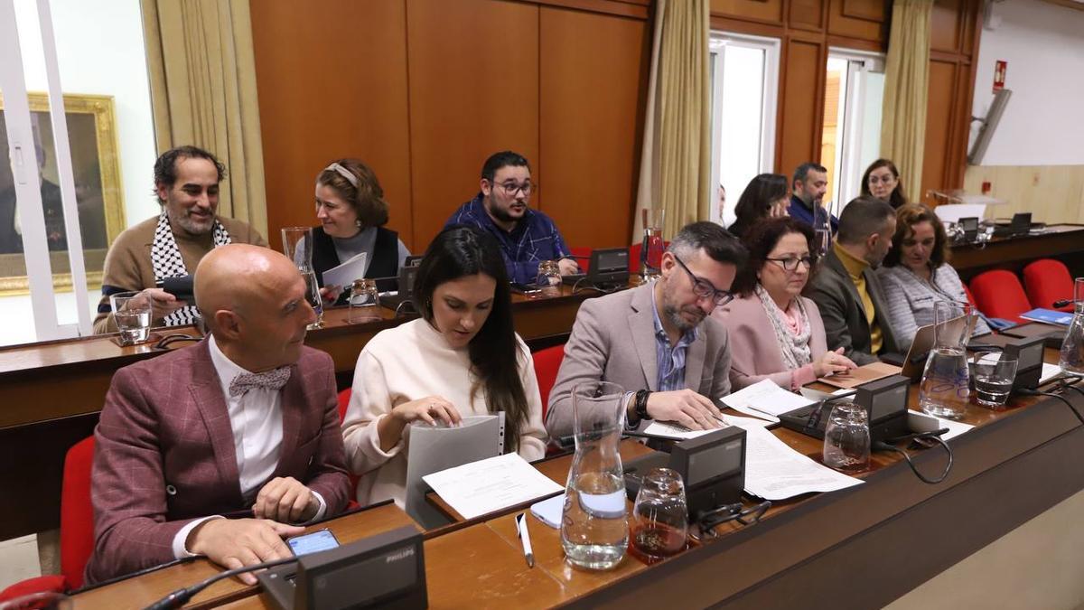 La bancada socialista, durante el último pleno de la ciudad.