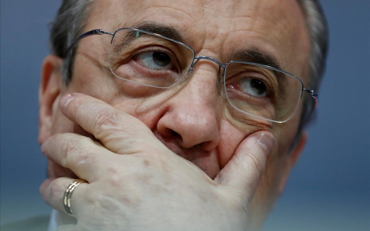 Florentino Pérez, durante una rueda de prensa, hace un año, en Madrid Florentino Pérez, durante una rueda de prensa, hace un año, en Madrid