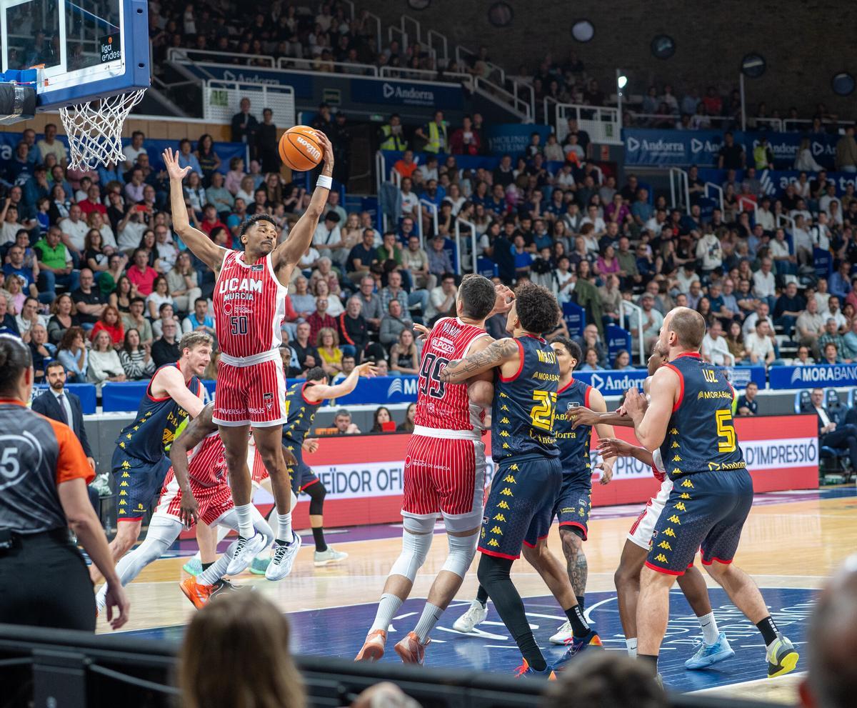 Jaylen Hands, del UCAM Murcia, en su debut con los universitarios ante el Morabanc Andorra.