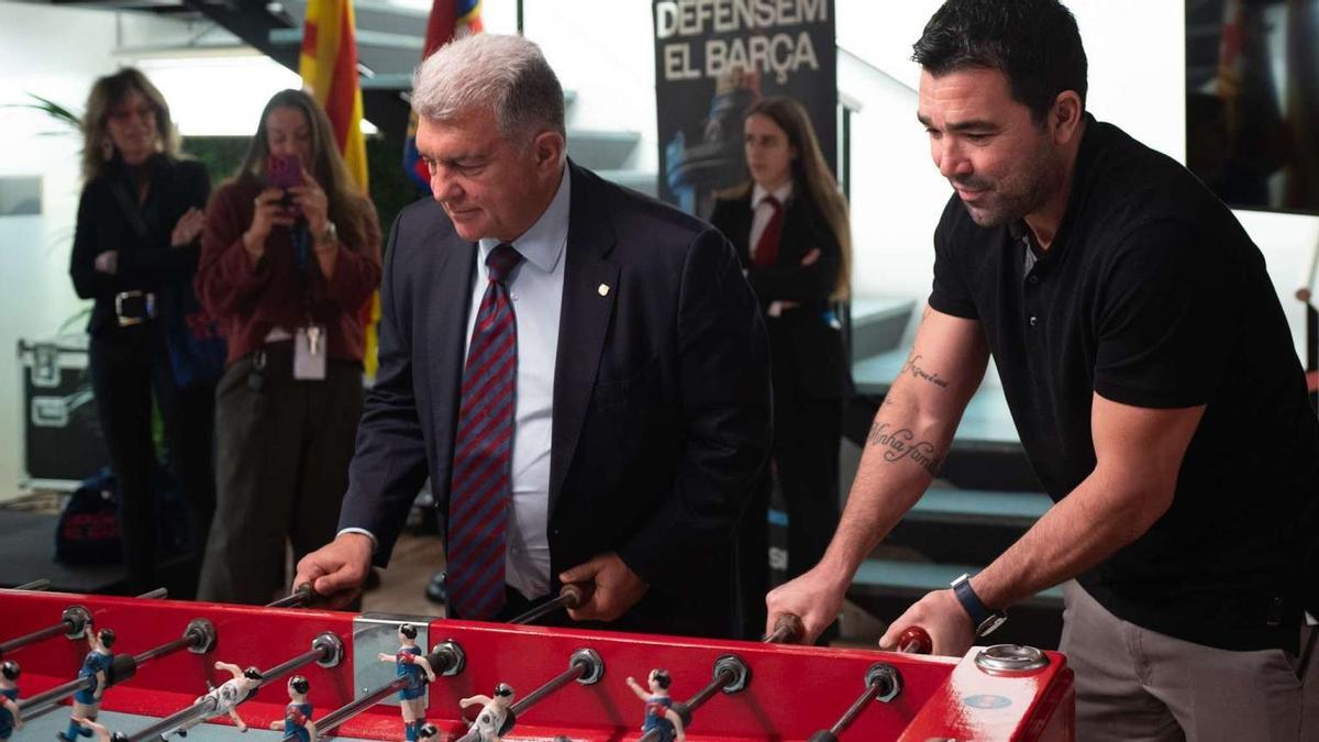 Laporta y Deco, este jueves.