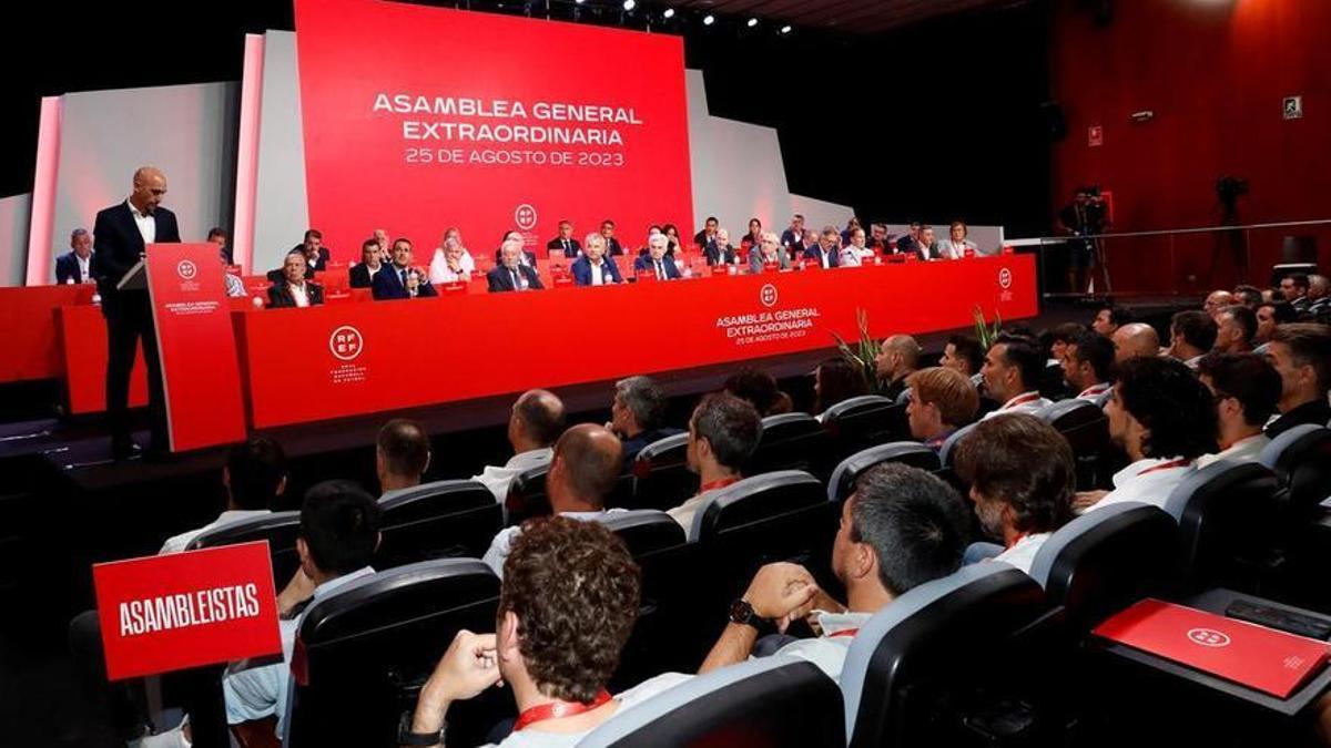 Imagen de la asamblea extraordinaria de la Federación Española de Fútbol.