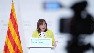 La portavoz del Govern, Sílvia Paneque, en rueda de prensa este martes