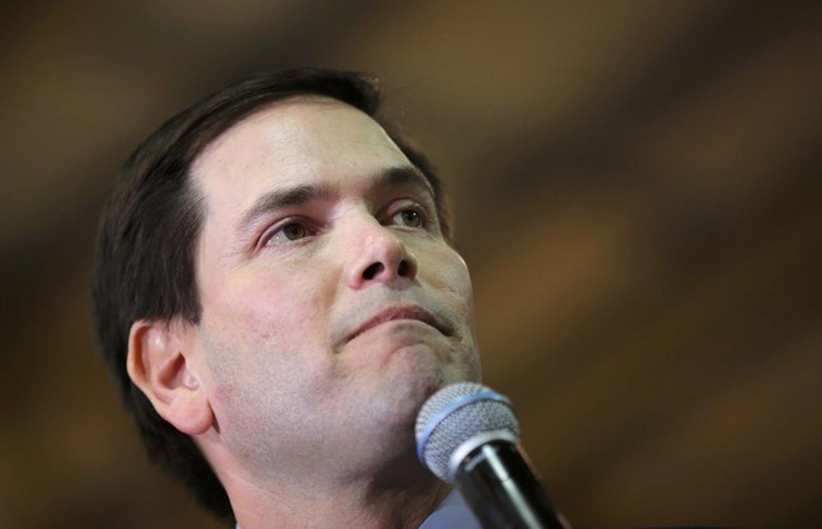 Republican U.S. presidential candidate Senator Marco Rubio speaks about the Super Tuesday primary and caucus voting results at a campaign rally in Miami, Florida March 1, 2016. REUTERS/Carlos Barria