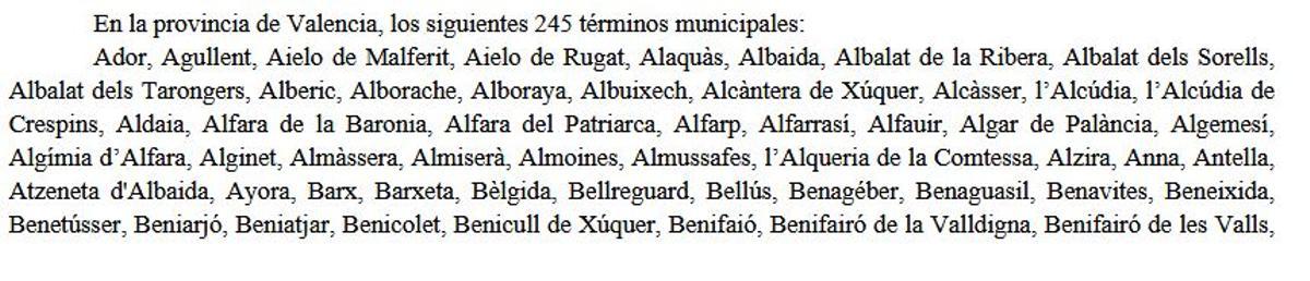 Municipios de la provincia de Valencia con sobrepoblación de jabalíes.