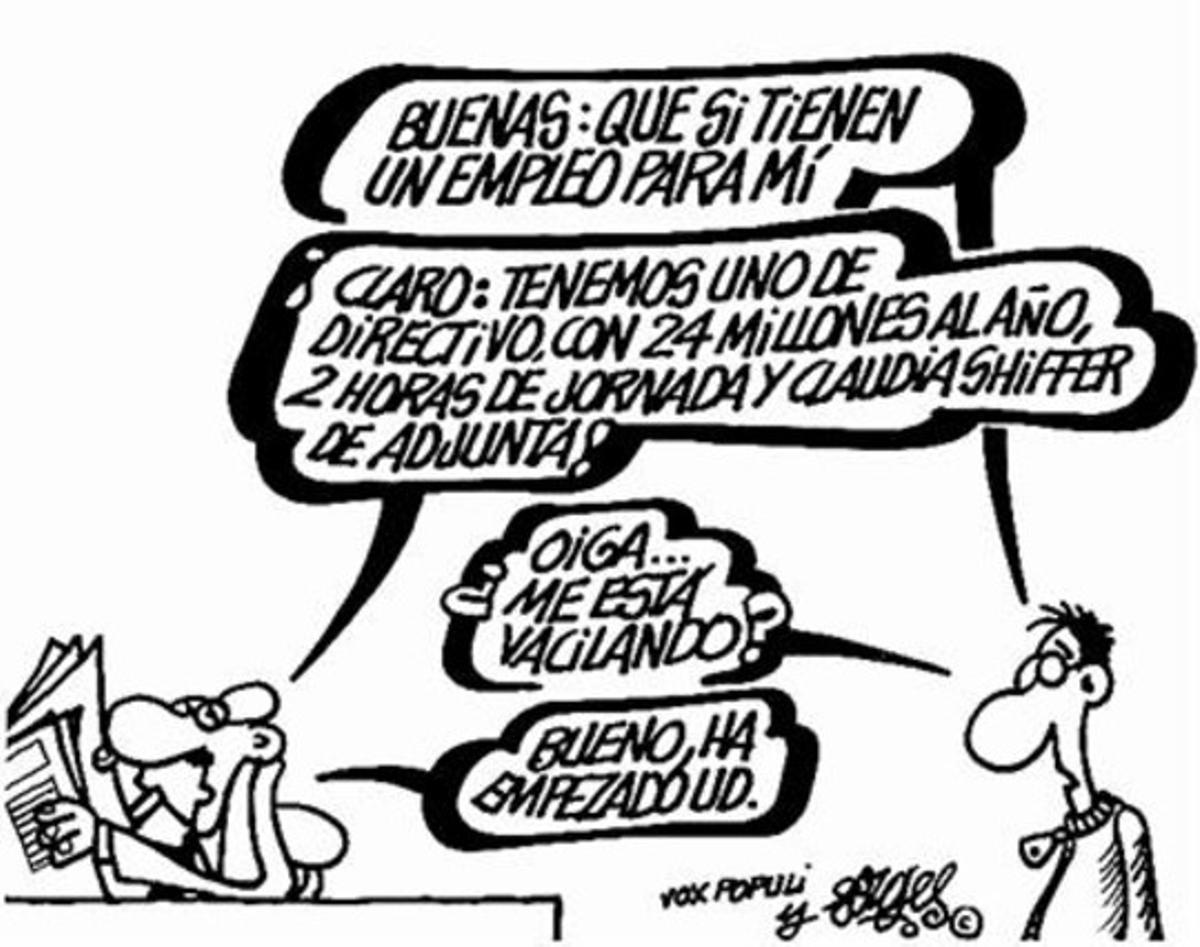 L’atur, al qual Forges ja treia suc abans del 2003, i la situació de la dona, en dos dels acudits de l’antologia que recorre 50 anys de Forges.