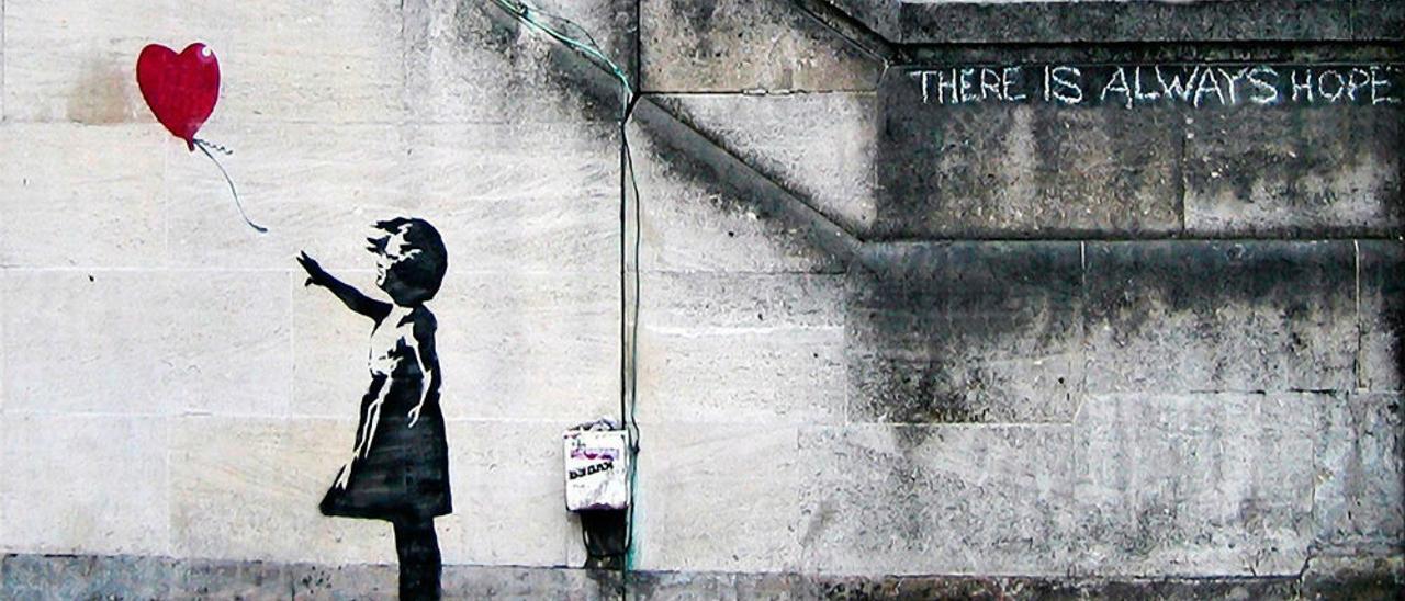 Mural &#039;Xiqueta amb globus&#039; de Bansky.