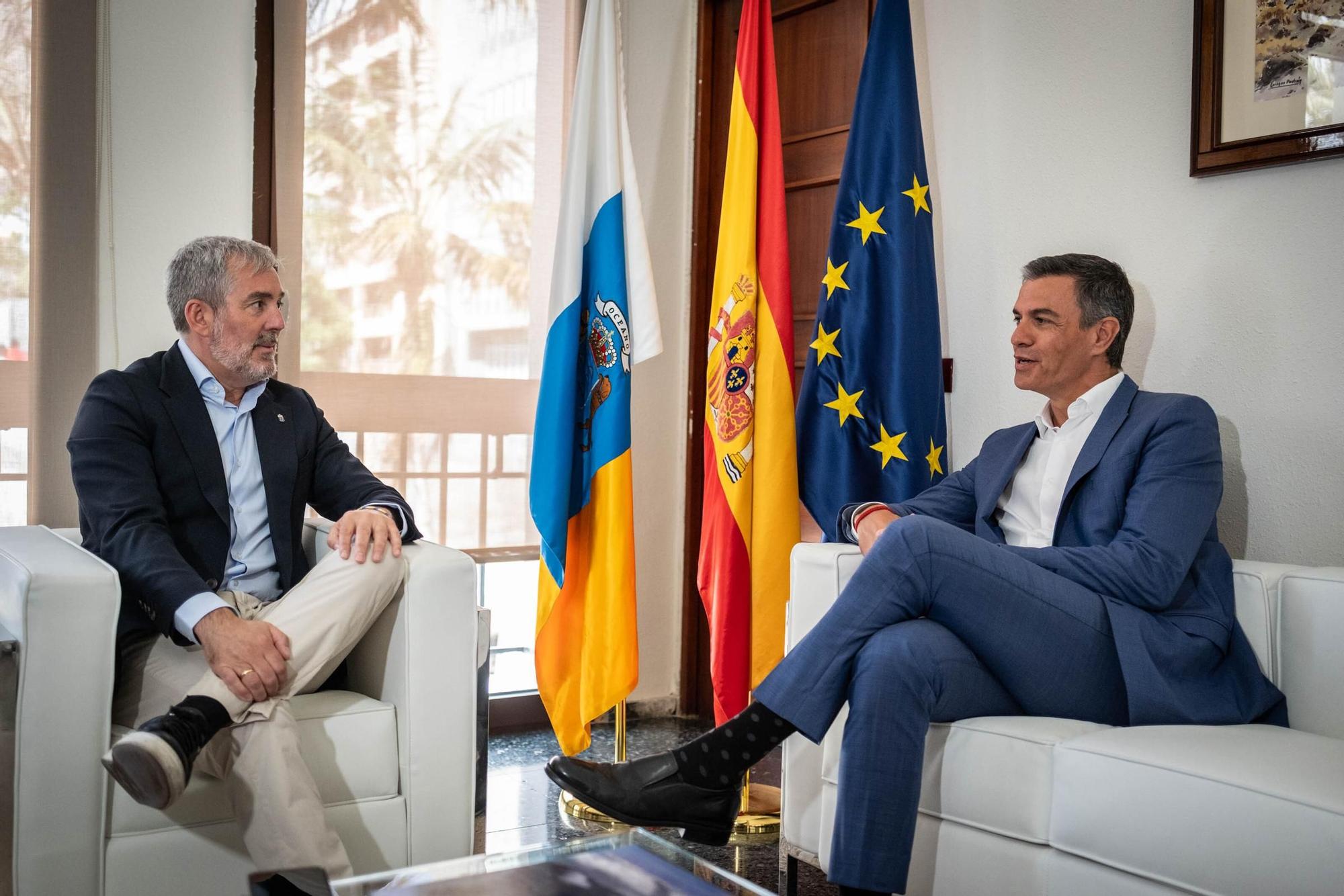 Reunión entre Pedro Sánchez y  Fernando Clavijo este viernes en La Palma. 