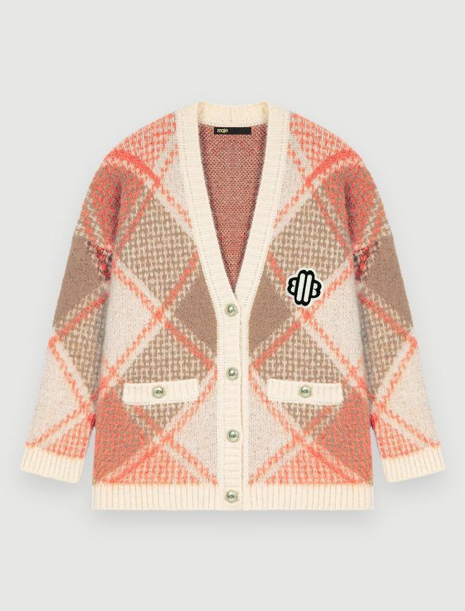Cárdigan suave de jacquard de rombos de Maje