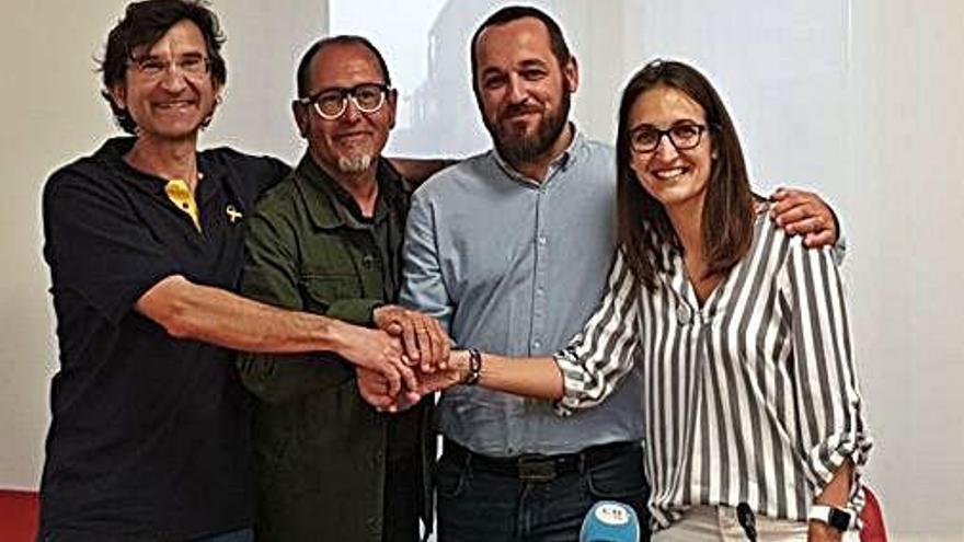 Anunci del pacte entre ERC, Avancem, Republicans i CUP, ahir.