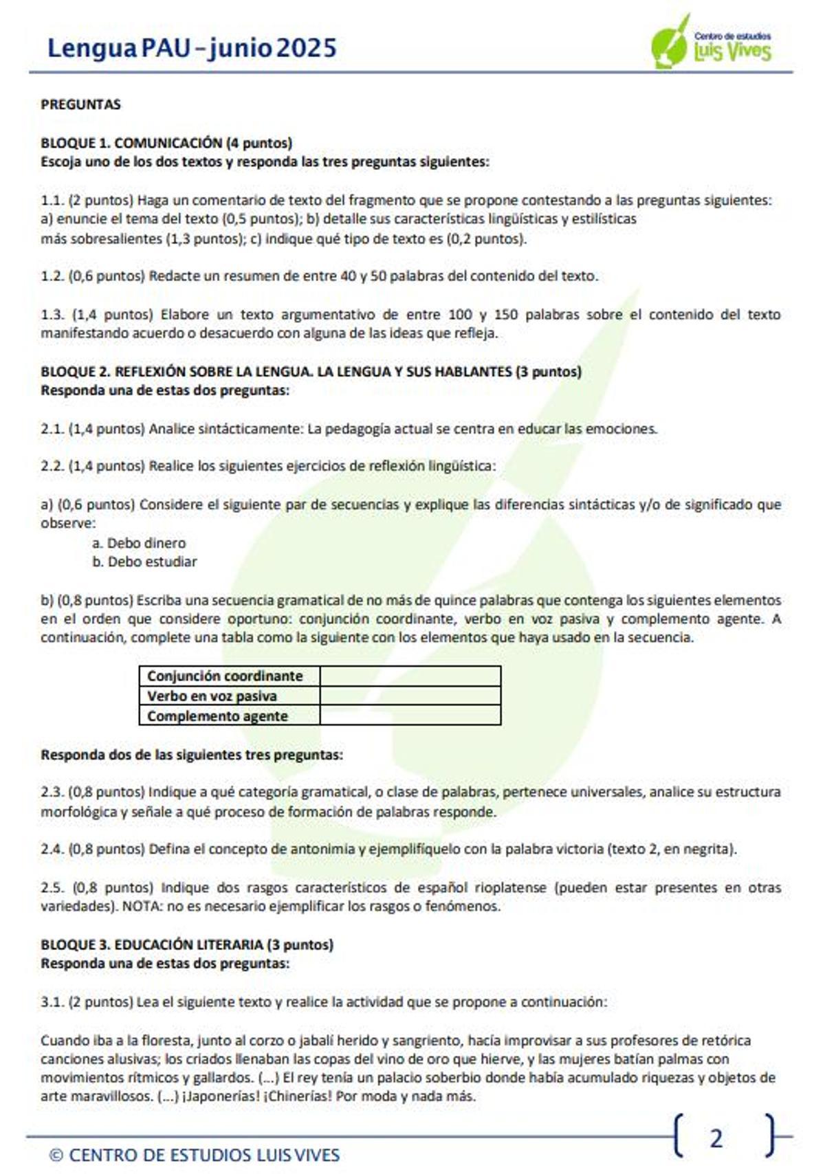 Examen resuelto de Lengua Castellana y Literatura de la PAU 2026 de Madrid