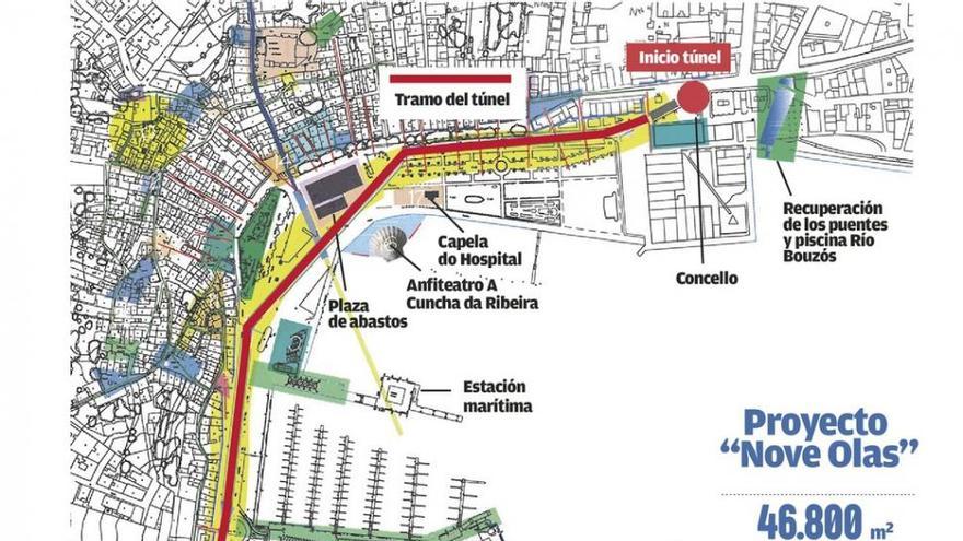 El proyecto del túnel del frente urbano de Cangas se eleva a 16,4 millones y prevé 800 aparcamientos