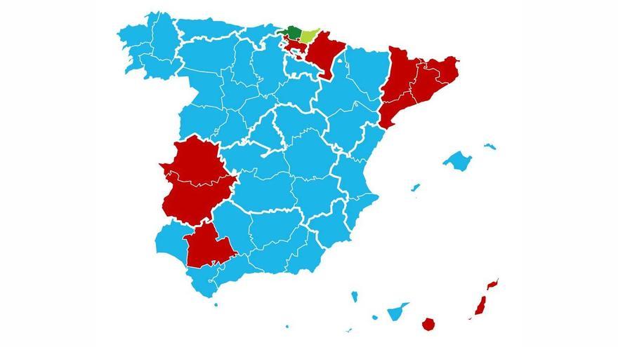 El mapa polític d’Espanya es tenyeix quasi tot de blau