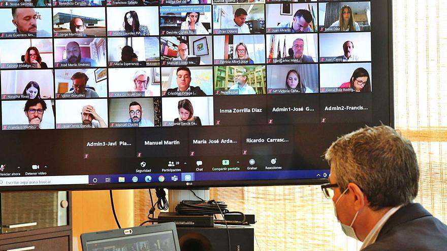 Francisco Salado, presidente de la Diputación, durante el pleno telemático de ayer.