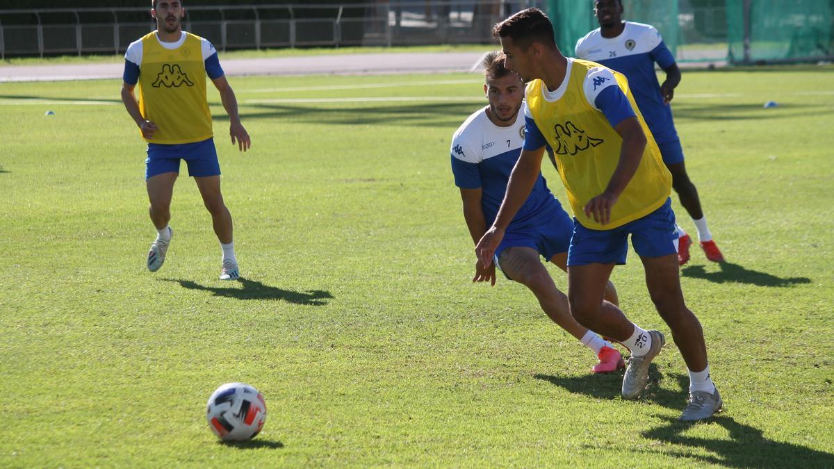 El entrenamiento de ayer. Borja y Javi Pérez. 