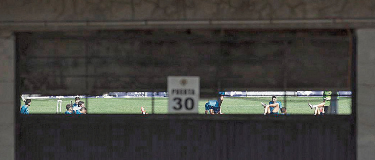 El último entrenamiento del Hércules a puerta cerrada en el Rico Pérez el pasado 13 de marzo.