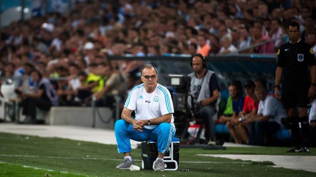 Bielsa, en un partido del Olympique de Marsella.