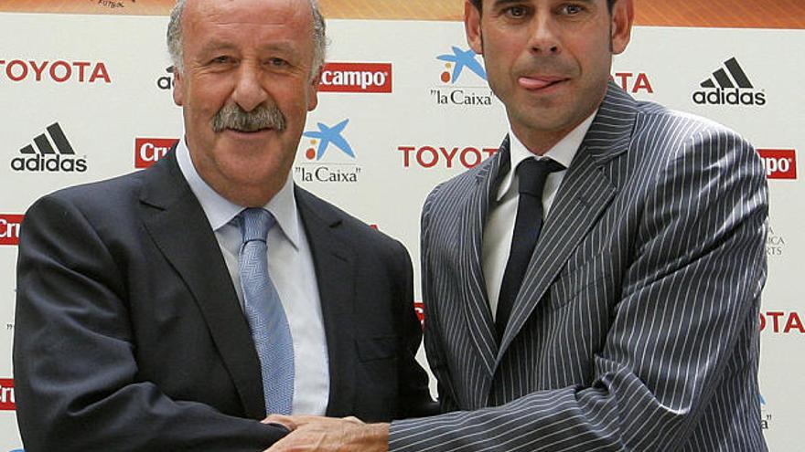 Amigos. El nuevo director deportivo de la Federación, el malagueño Fernando Hierro, ha hecho mucho para que Del Bosque sea el nuevo seleccionador.