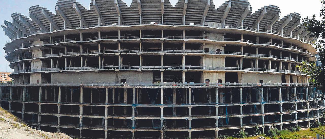 Imagen del nuevo Mestalla con las obras pendientes de acabar desde 2009.