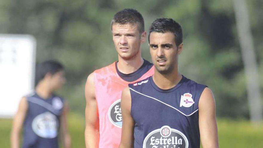 Manuel Romay, junto a Deak en 2013 durante la pretemporada con el primer equipo.