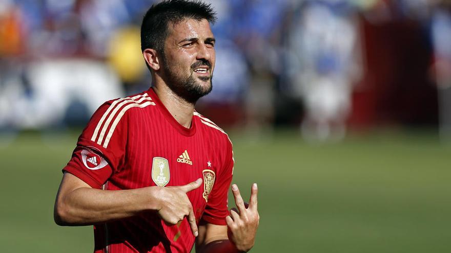 David Villa, en un partido con España