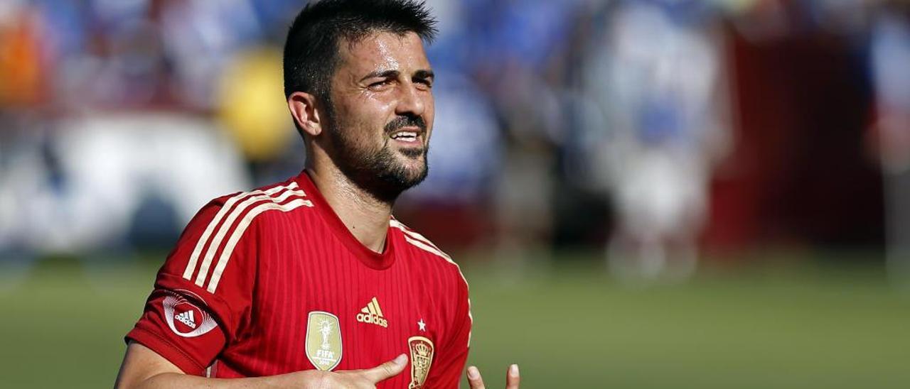 David Villa, en un partido con España